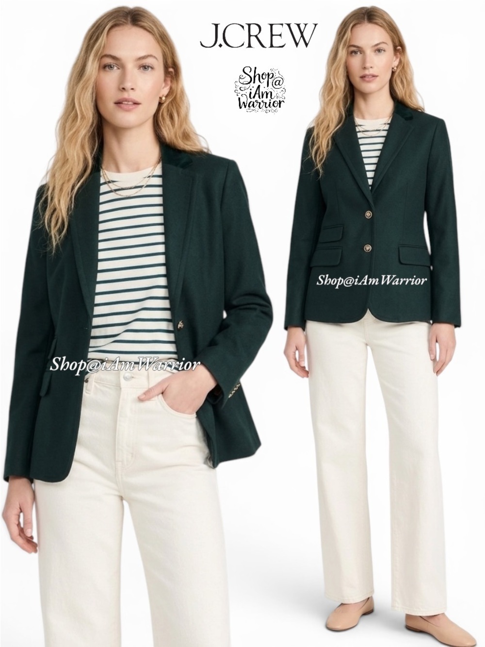 J.Crew RARE teal double serge wool h@cking blazer jacket *shop@iamwarrior